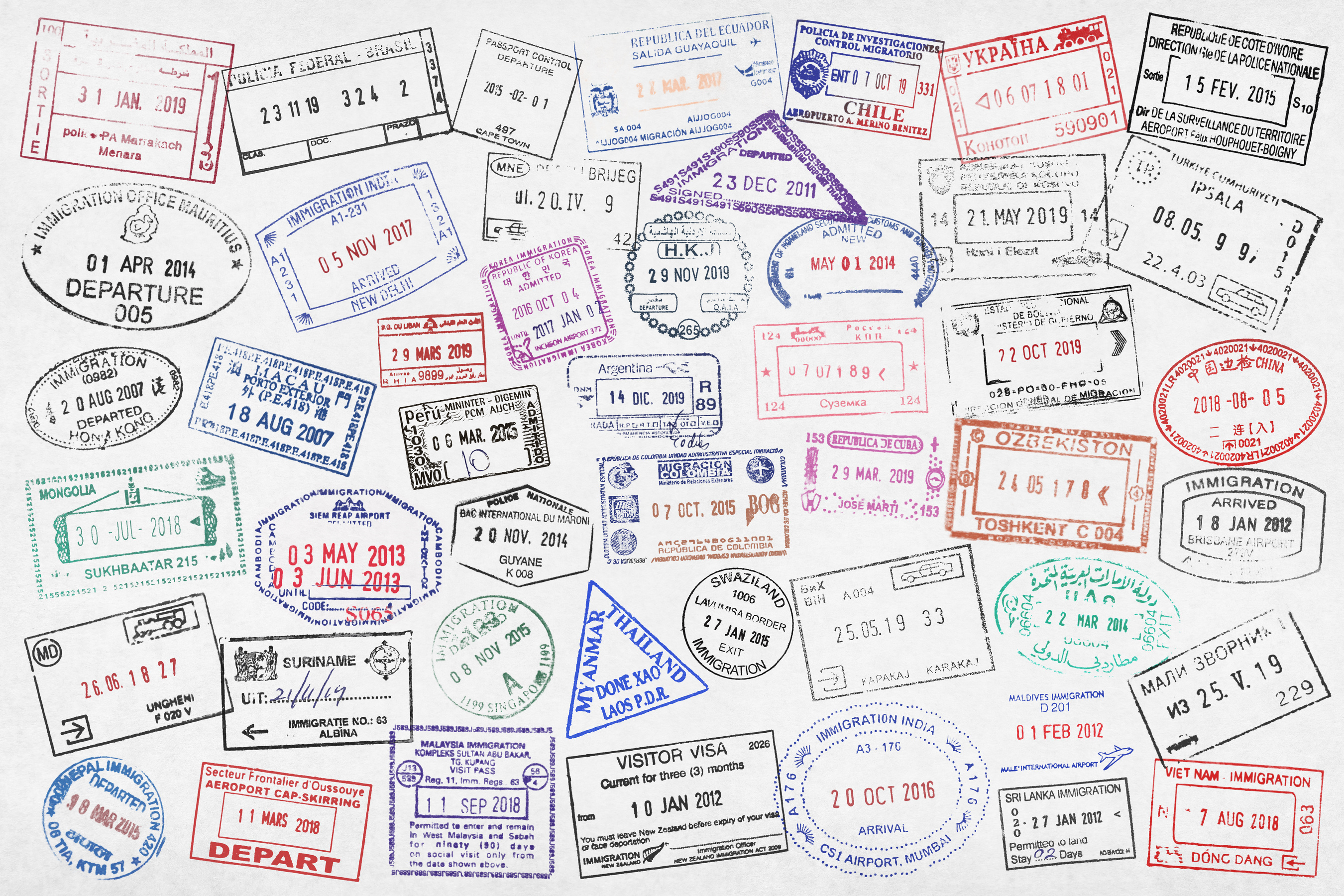 Passport stamps background